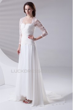 Fantastic Sweetheart A-Line Chiffon Lace 3/4 Length Sleeve Wedding Dresses 2031185