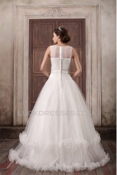 Fantastic V-Neck Princess Satin Fine Netting Wedding Dresses 2031188