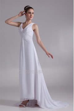 Fantastic V-Neck Sleeveless Chiffon Satin A-Line Wedding Dresses 2031190