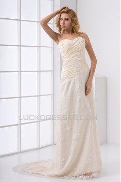 Fashionable Satin Lace Sweetheart A-Line Sleeveless Sweet Wedding Dresses 2031191
