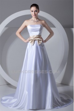 Fashionable Satin Strapless Sleeveless A-Line Wedding Dresses with Color 2031192