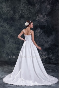 A-Line Spaghetti Straps Taffeta Sleeveless Wedding Dresses 2031199