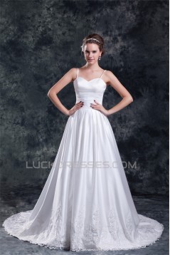 A-Line Spaghetti Straps Taffeta Sleeveless Wedding Dresses 2031199