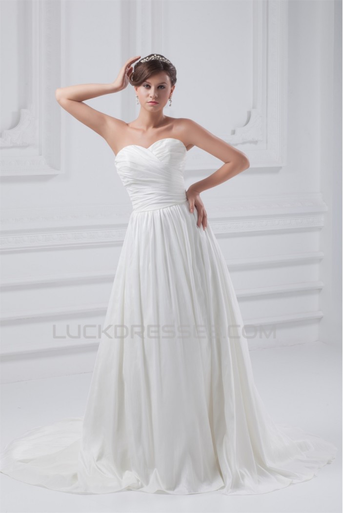 A-Line Sweetheart Taffeta Sleeveless Wedding Dresses 2031200