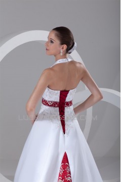 Halter Sleeveless A-Line Satin Best Wedding Dresses 2031203