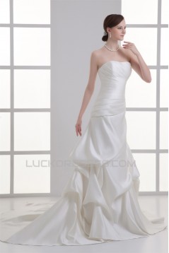 A-Line Strapless Satin Wedding Dresses 2031208