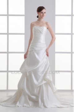 A-Line Strapless Satin Wedding Dresses 2031208