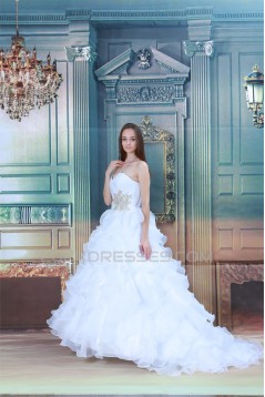 Great Ball Gown Sweetheart Satin Sleeveless Wedding Dresses 2031213
