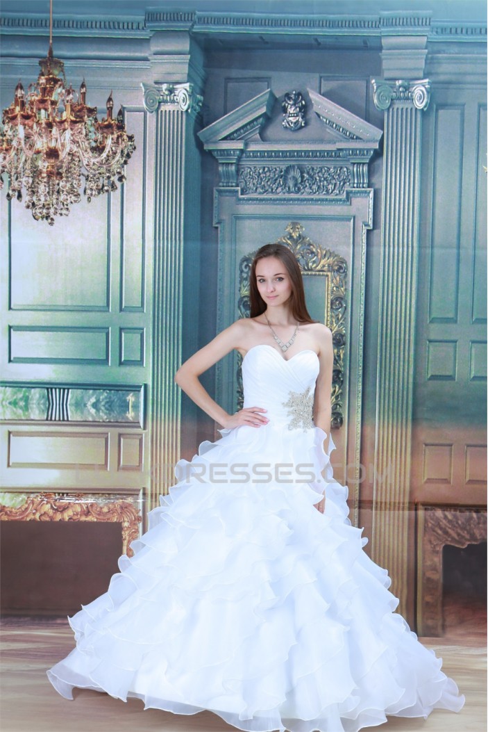 Great Ball Gown Sweetheart Satin Sleeveless Wedding Dresses 2031213