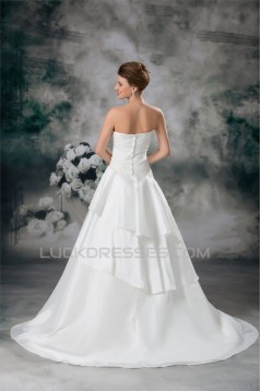 Hot Sale Sleeveless A-Line Strapless Satin New Arrival Wedding Dresses 2031222