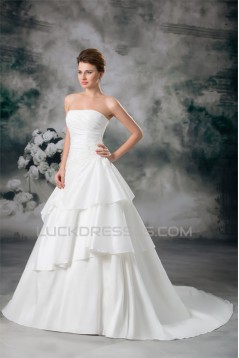 Hot Sale Sleeveless A-Line Strapless Satin New Arrival Wedding Dresses 2031222