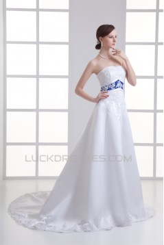 Hot Sale Strapless Sleeveless Satin A-Line Wedding Dresses with Color 2031225