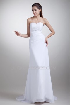 Latest Design Chiffon Satin Sweetheart Sheath/Column Beaded Wedding Dresses 2031228