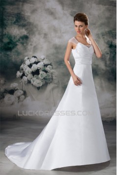 Latest Design Cowl Mermaid/Trumpet Satin Beaded Wedding Dresses 2031229