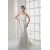 Elegant Scoop Mermaid/Trumpet Satin Lace Sleeveless Wedding Dresses 2030123