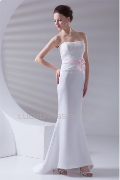 Mermaid/Trumpet Satin Sleeveless Soft Sweetheart Lace Wedding Dresses 2031232