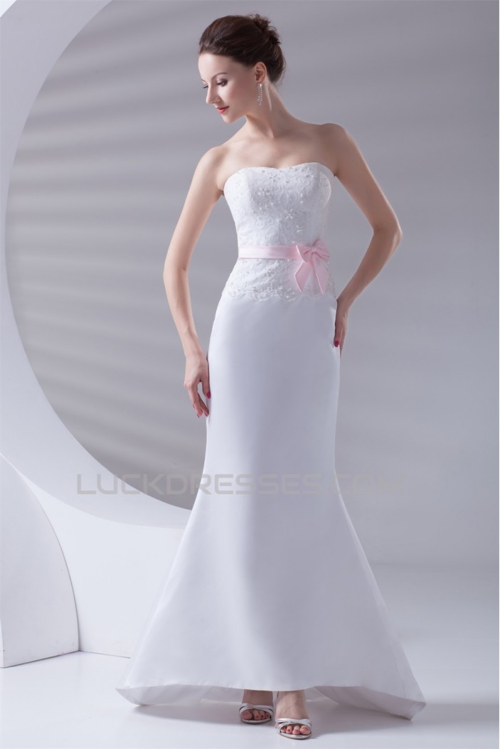 Mermaid/Trumpet Satin Sleeveless Soft Sweetheart Lace Wedding Dresses 2031232