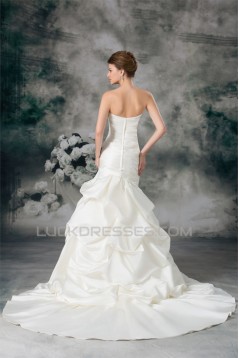 Mermaid/Trumpet Satin Strapless Sleeveless New Arrival Wedding Dresses 2031233
