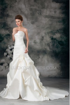 Mermaid/Trumpet Satin Strapless Sleeveless New Arrival Wedding Dresses 2031233