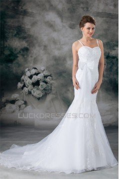 Mermaid/Trumpet Sleeveless Satin Lace Organza New Arrival Wedding Dresses 2031235