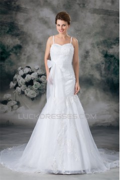 Mermaid/Trumpet Sleeveless Satin Lace Organza New Arrival Wedding Dresses 2031235