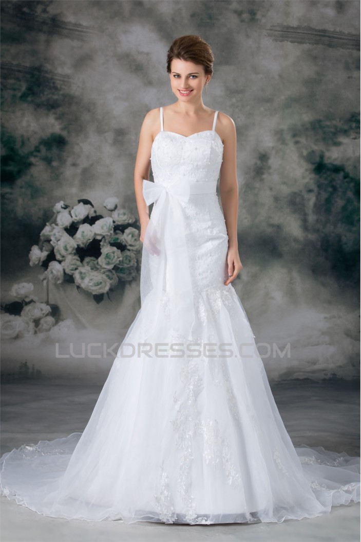 Mermaid/Trumpet Sleeveless Satin Lace Organza New Arrival Wedding Dresses 2031235
