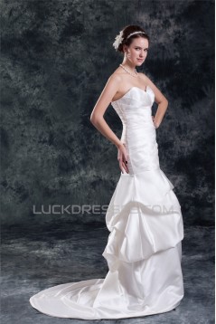 Mermaid/Trumpet Sleeveless Satin Sweetheart New Arrival Wedding Dresses 2031237
