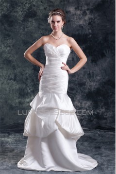 Mermaid/Trumpet Sleeveless Satin Sweetheart New Arrival Wedding Dresses 2031237