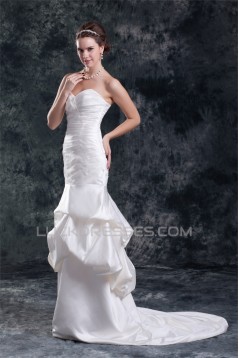 Mermaid/Trumpet Sleeveless Satin Sweetheart New Arrival Wedding Dresses 2031237