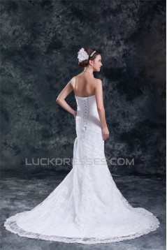 Mermaid/Trumpet Strapless Satin Lace Sleeveless New Arrival Wedding Dresses 2031240