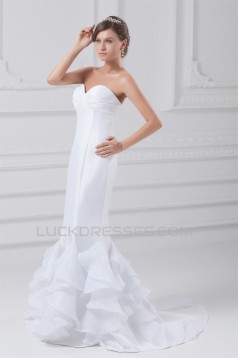 Mermaid/Trumpet Sweetheart Sleeveless Organza Taffeta Wedding Dresses 2031241