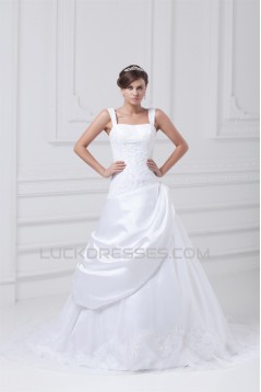 New Arrival A-Line Straps Sleeveless Satin Organza Wedding Dresses 2031243