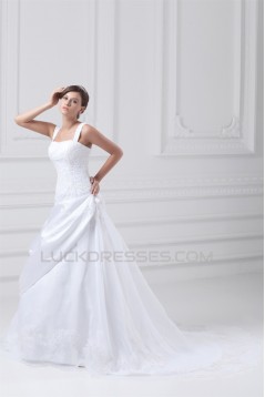 New Arrival A-Line Straps Sleeveless Satin Organza Wedding Dresses 2031243