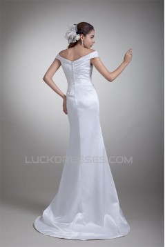 New Arrival Satin Mermaid/Trumpet Sleeveless V-Neck Wedding Dresses 2031249