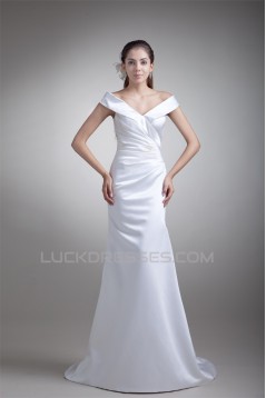 New Arrival Satin Mermaid/Trumpet Sleeveless V-Neck Wedding Dresses 2031249