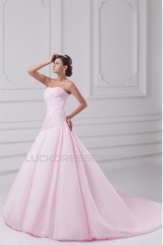 New Arrival Sweetheart Satin A-Line Sleeveless Wedding Dresses 2031254