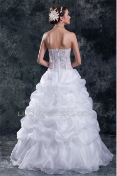 New Arrival V-Neck Ball Gown Satin Organza Sleeveless Wedding Dresses 2031255