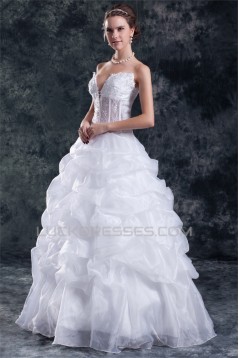 New Arrival V-Neck Ball Gown Satin Organza Sleeveless Wedding Dresses 2031255