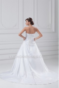 New Style Strapless Sleeveless Satin A-Line New Arrival Wedding Dresses 2031260