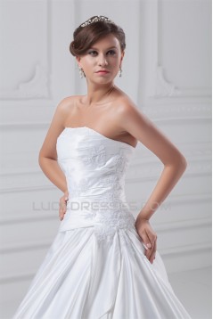 New Style Strapless Sleeveless Satin A-Line New Arrival Wedding Dresses 2031260
