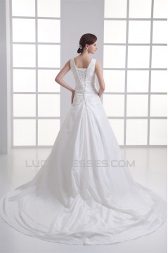 New Style Taffeta Straps A-Line Sleeveless Best Wedding Dresses 2031261