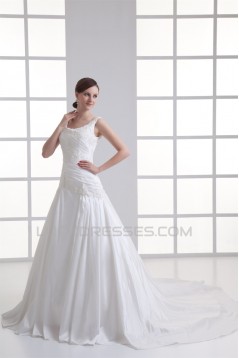 New Style Taffeta Straps A-Line Sleeveless Best Wedding Dresses 2031261