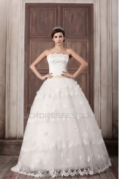 Princess Sleeveless Satin Fine Netting Strapless Wedding Dresses 2031265