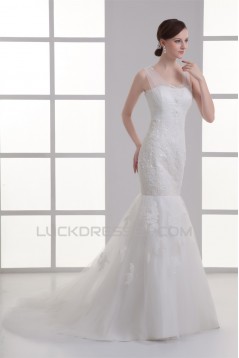 Satin Fine Netting Mermaid/Trumpet V-Neck Most Beautiful Wedding Dresses 2031271
