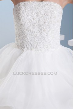 Ball Gown Strapless Chapel Train Lace Wedding Dresses 2030128