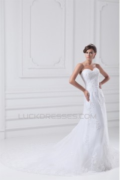 Satin Net Sweetheart Sleeveless A-Line Most Beautiful Wedding Dresses 2031284
