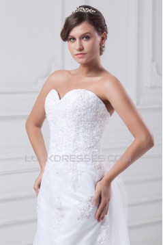 Satin Net Sweetheart Sleeveless A-Line Most Beautiful Wedding Dresses 2031284