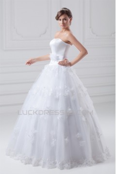 Satin Organza Ball Gown Sleeveless Strapless Embellished Wedding Dresses 2031288