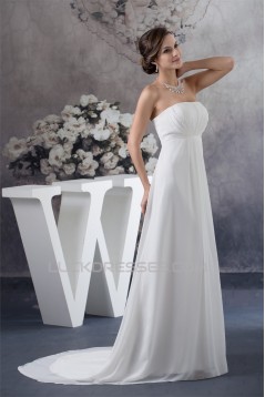 Elegant Strapless Sleeveless A-Line Chiffon Wedding Dresses 2030129