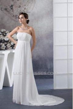 Elegant Strapless Sleeveless A-Line Chiffon Wedding Dresses 2030129